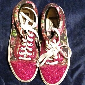 Pink glitter and floral vans